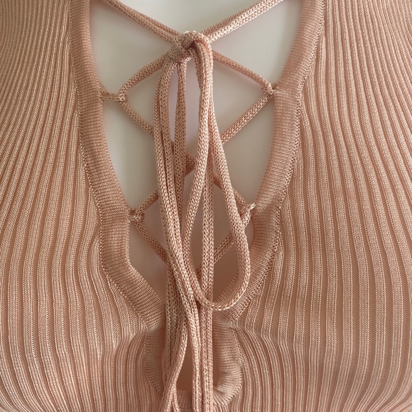 ROBERTO CAVALLI: Light Pink lace up top, Size: 40 - Picture 6 of 8